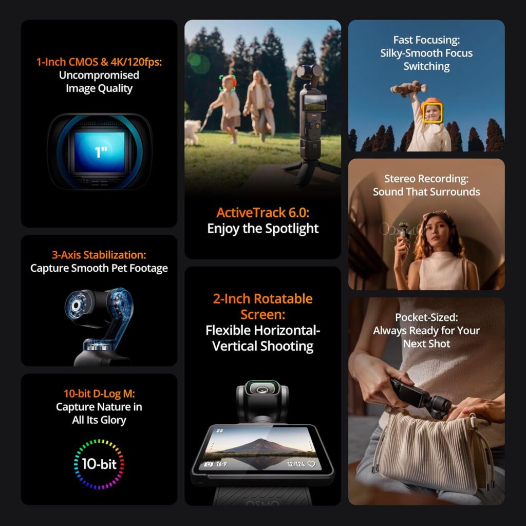 DJI Osmo Pocket 3 Vlogging Camera with 1″ CMOS & 4K/120fps Video