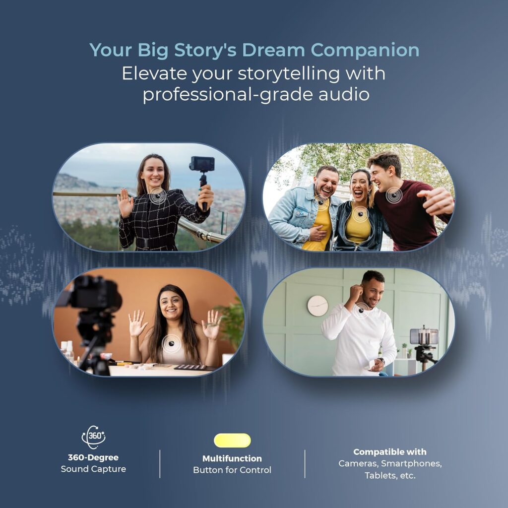 Digitek DWM-116 Wireless Microphone with Type-C & Lightning, 2.4GHz Mic with Noise Cancellation, 40m Range, 6H Battery, Magnetic Clip, Wireless Mic for YouTube, Vlogging & Recording