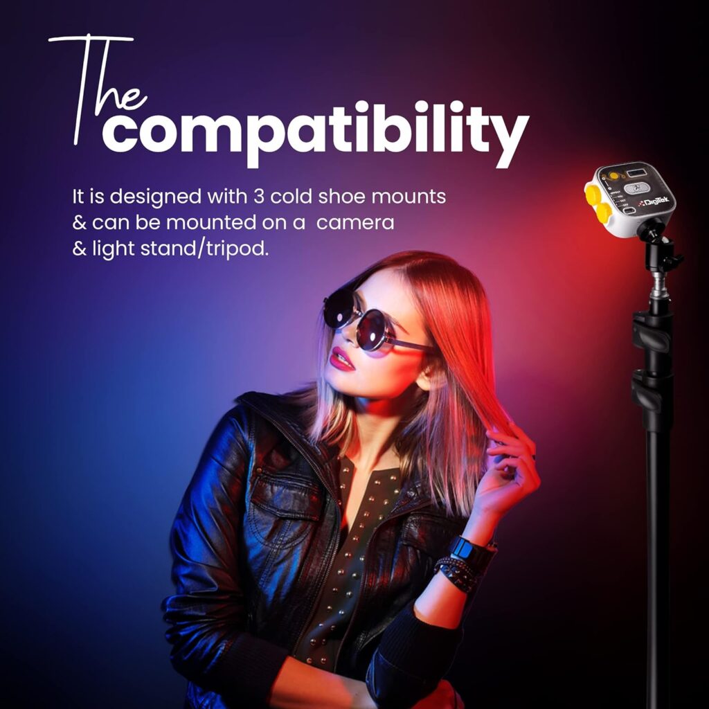 Digitek LED-D10W RGB Video Light, 360° Full Color Portable LED Camera Light, 2500K-9000K, CRI 95+, Dimmable, 2000mAh Battery, 3 Cold Shoe Mounts, Magnetic, for Photography