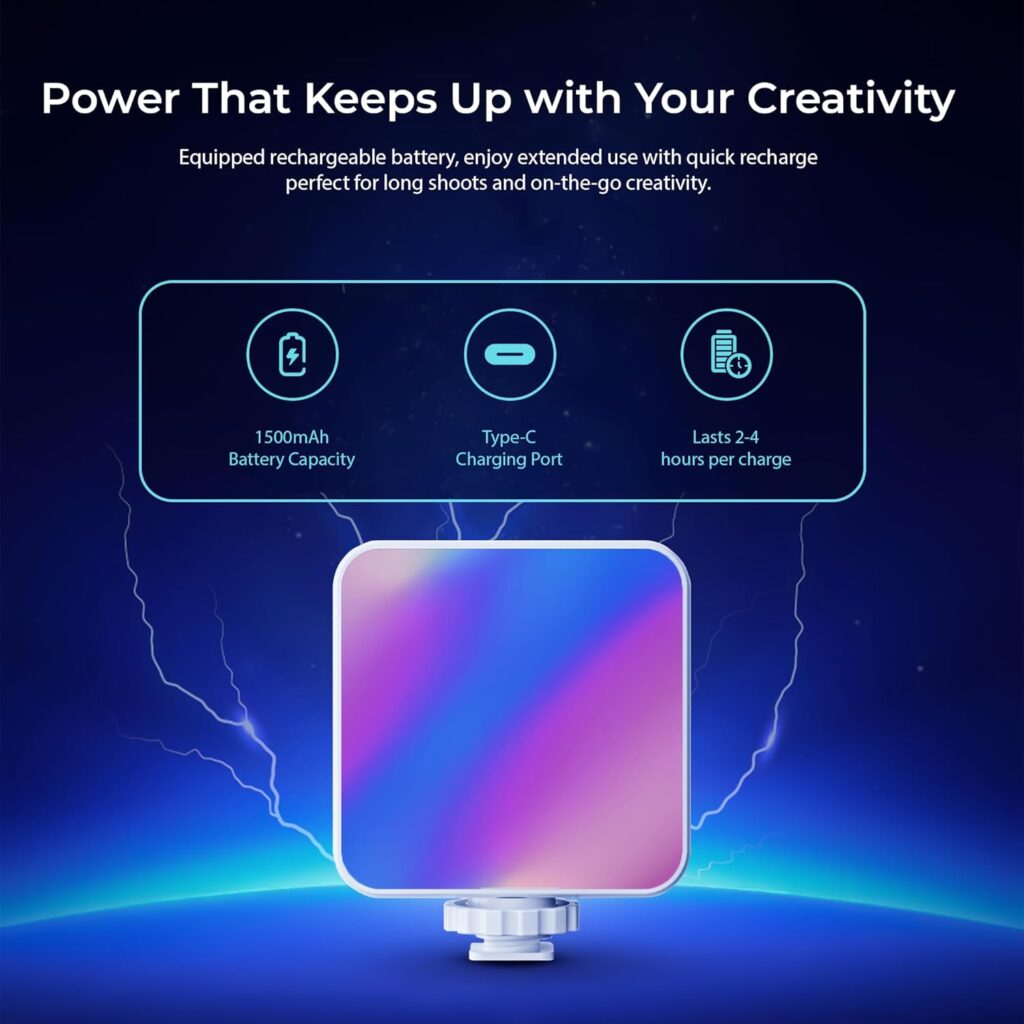 Digitek LED-D6W RGB Portable Mini Video Light, 360° HSI Full Color, 3000K-6000K Bi-Color, 9 FX Modes, Rechargeable Battery, Type-C Charging, Light for Reels & Vlogging