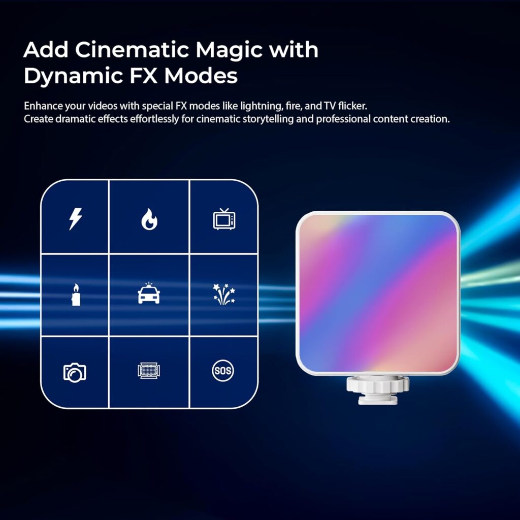Digitek LED-D6W RGB Portable Mini Video Light, 360° HSI Full Color, 3000K-6000K Bi-Color, 9 FX Modes, Rechargeable Battery, Type-C Charging, Light for Reels & Vlogging