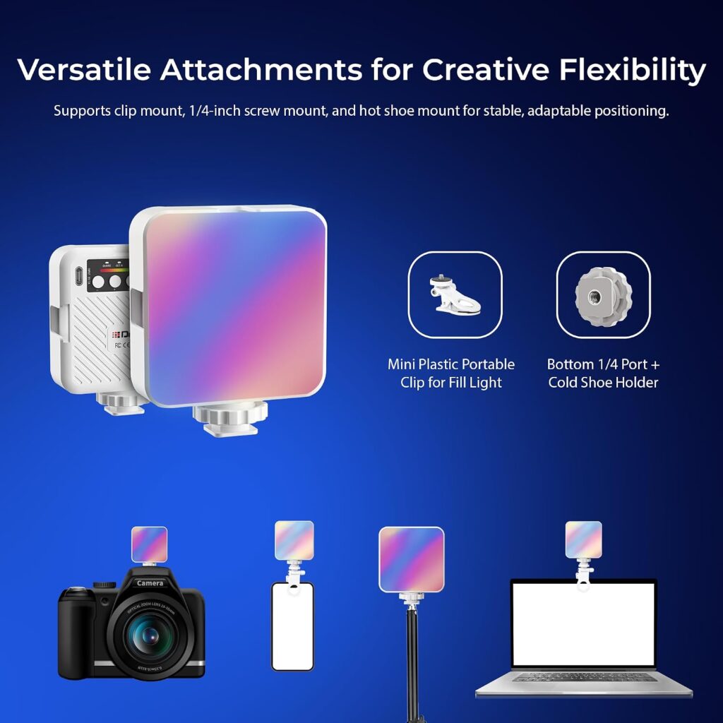 Digitek LED-D6W RGB Portable Mini Video Light, 360° HSI Full Color, 3000K-6000K Bi-Color, 9 FX Modes, Rechargeable Battery, Type-C Charging, Light for Reels & Vlogging