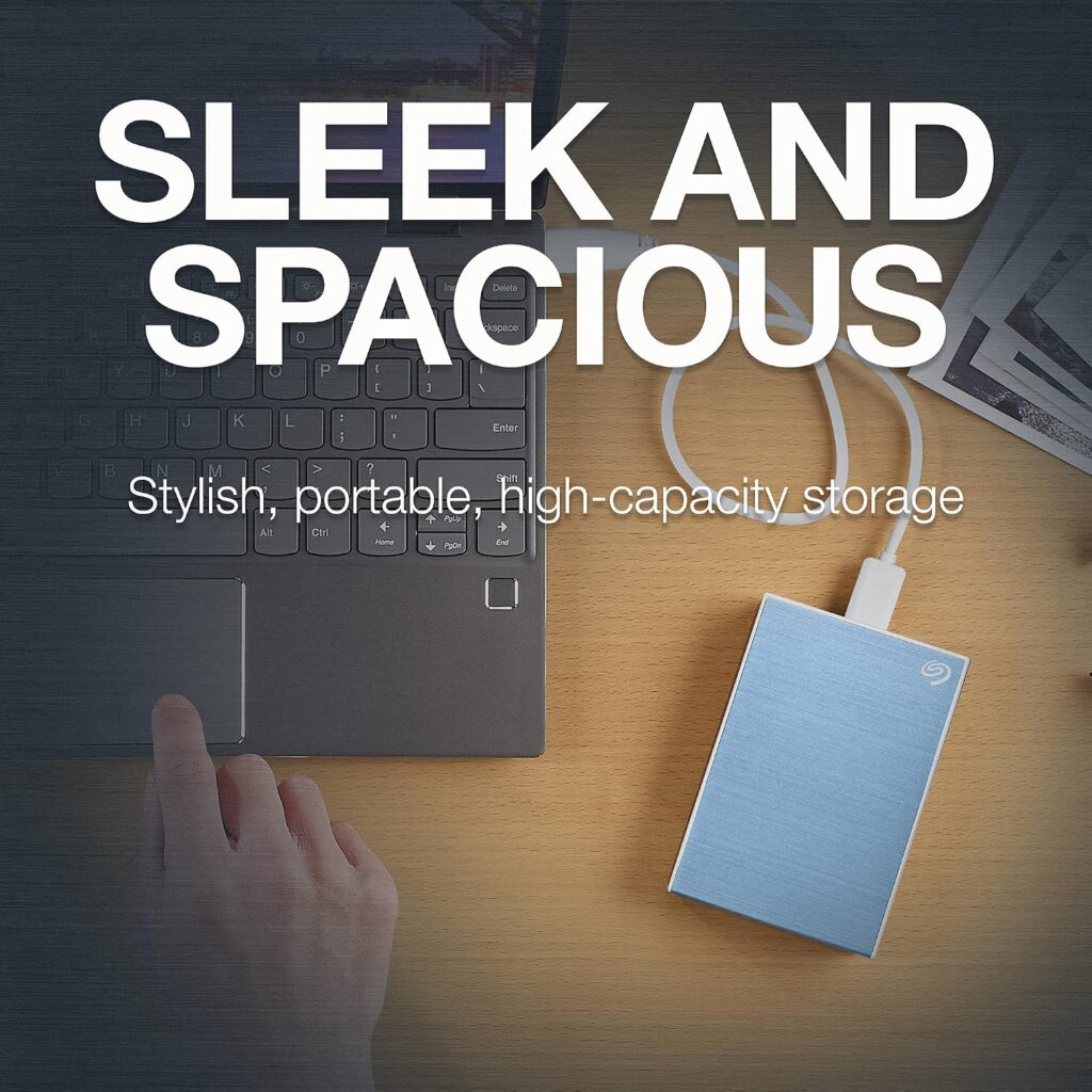 Seagate One Touch 2TB External HDD with Password Protection Light Blue, for Windows and Mac, with 3 Yr Data Recovery Services, (STKY2000402)